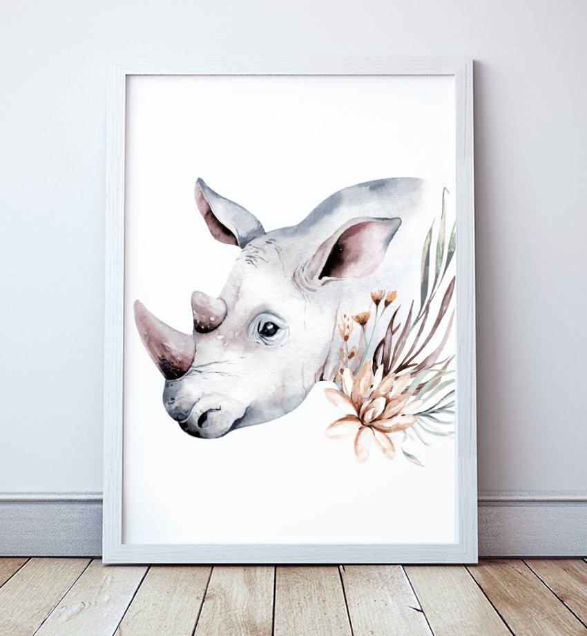Plakat Safari, Nosorożec format A4