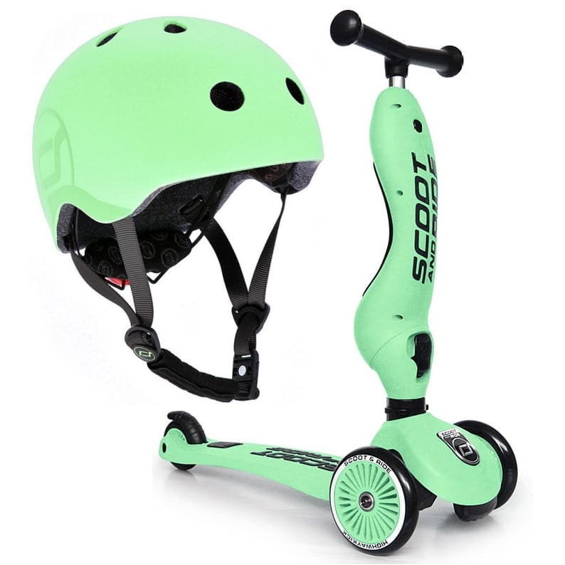 Scoot&Ride, Zestaw hulajnoga 2w1 + kask S-M 2+ Kiwi