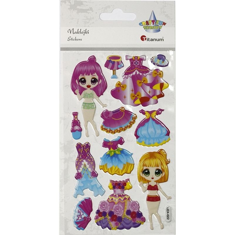 Naklejki wypukłe lalki i stroje 12szt Nowa