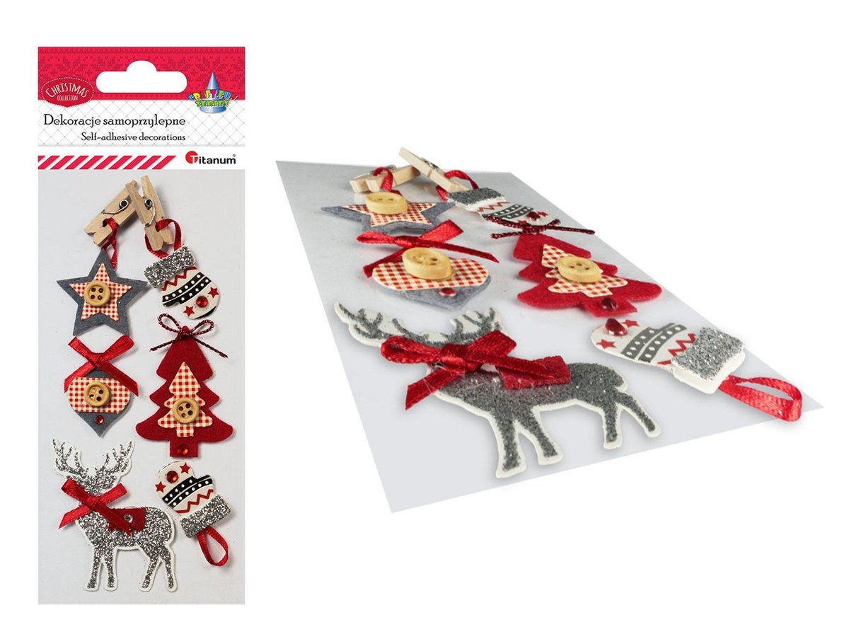 Dekoracje samoprzylepne 3D święta mix 6szt - Titanum