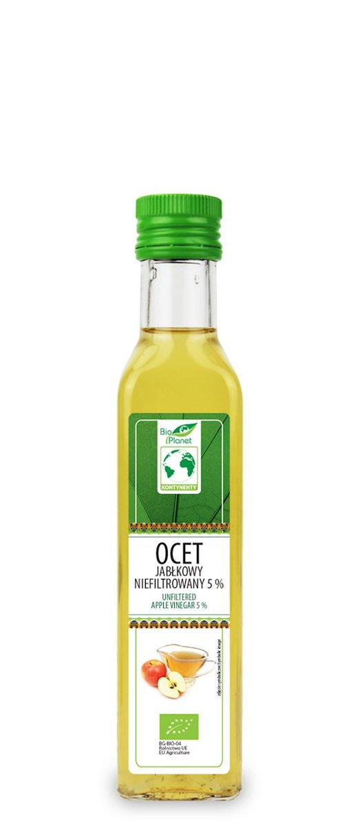 Bio Planet Ocet Jabłkowy Niefiltrowany 5% BIO 250ml - Bio Planet