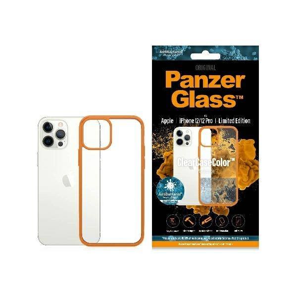 PanzerGlass Obudowa dla telefonów komórkowych ClearCase Antibacterial na Apple iPhone 12/12 Pro 0283) Pomarańczowy