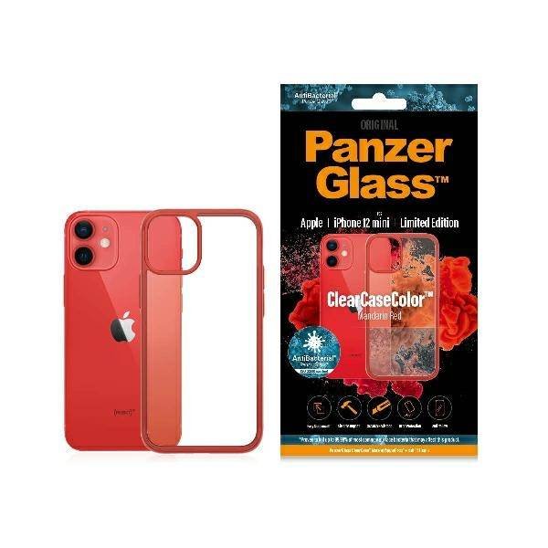 PanzerGlass Obudowa dla telefonów komórkowych ClearCase Antibacterial na Apple iPhone 12 mini 0279) Czerwony