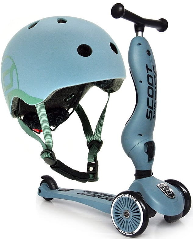 Zestaw Highwaykick 1 2w1 Jeździk i hulajnoga trójkołowa + Kask XXS-S 1-5 lat Steel Scootandride