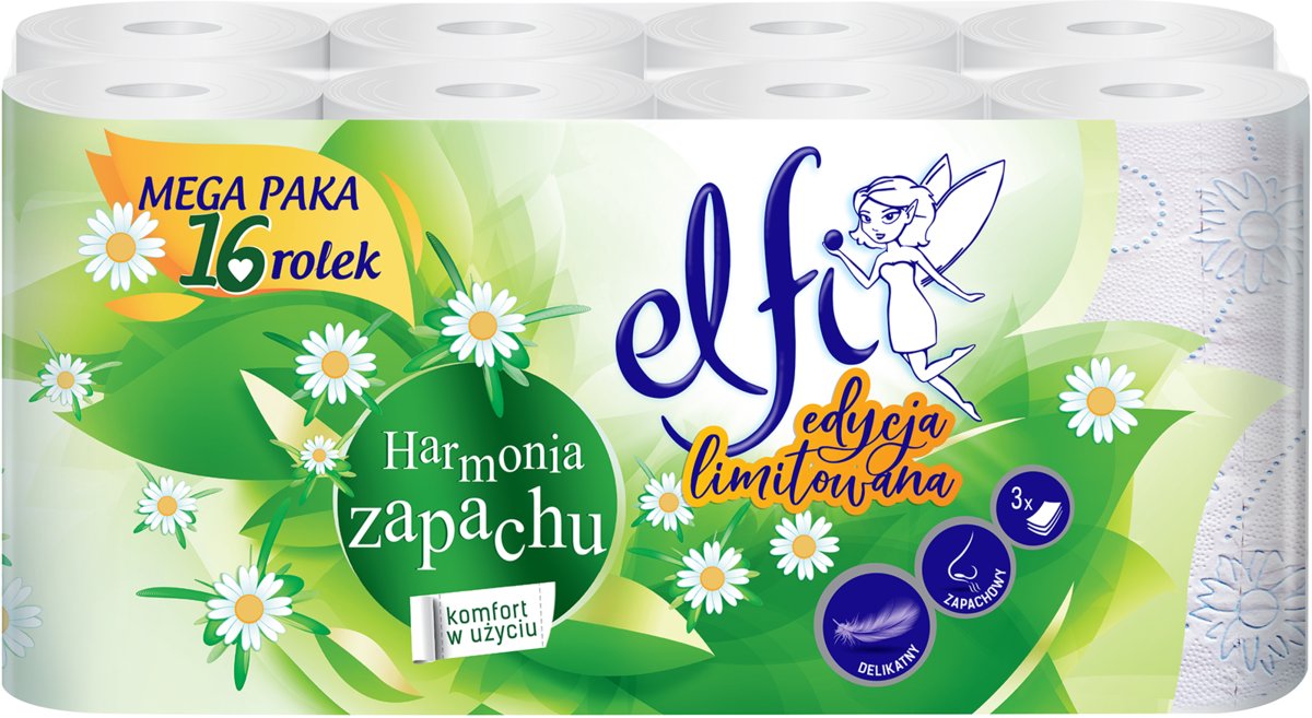Papier toaletowy ELFI Fantasy Harmonia 3W 16szt. BIAŁY