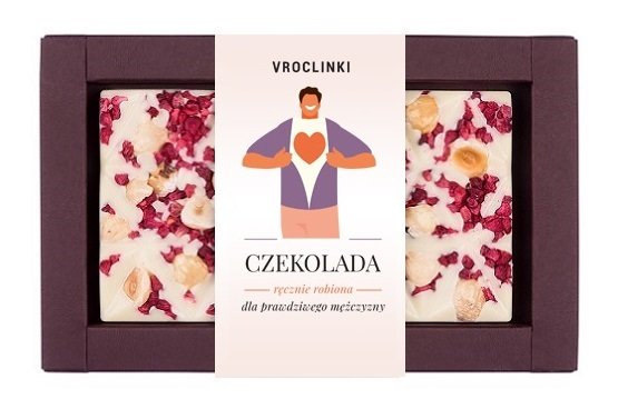 Czekolada biała z żurawiną i orzechami laskowymi Dzień Mężczyzn Vroclinki