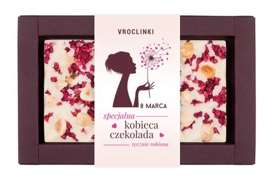 Czekolada biała z żurawiną i orzechami laskowymi Dzień Kobiet Vroclinki