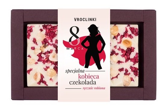 Czekolada biała z żurawiną i orzechami laskowymi Dzień Kobiet Vroclinki
