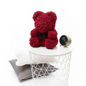Miś Gustaw, miś z róż Rose Bear, bordowy, 40 cm
