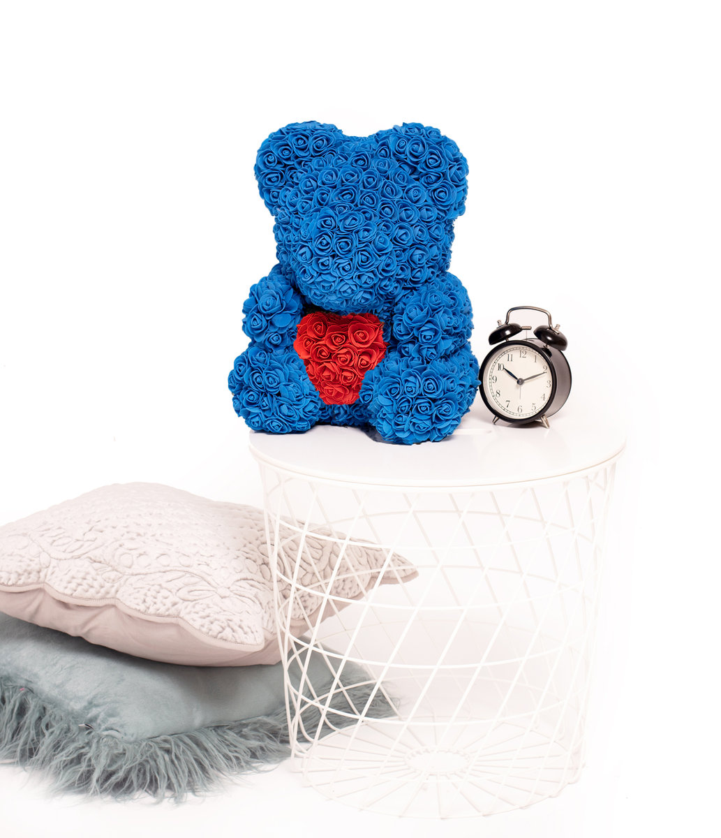 Miś Gustaw, miś z róż Rose Bear, morski z sercem, 40 cm