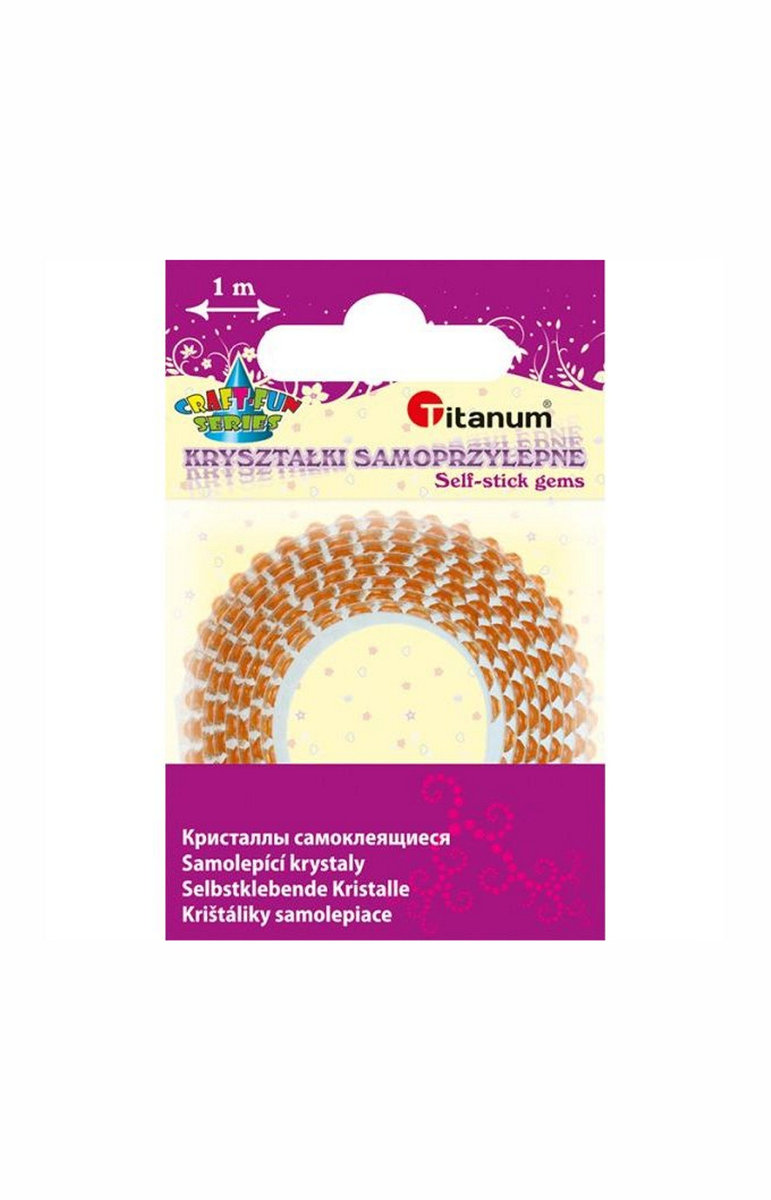 Titanum Taśma z kryształkami samoprzyl. 12mmx1m pomarańcz