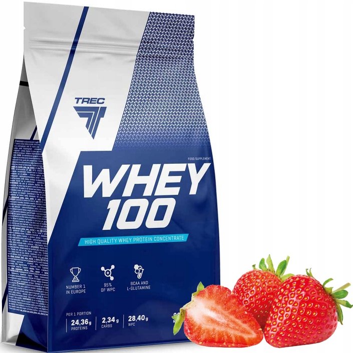 Trec Whey 100 białko WPC 700g o smaku truskawkowym