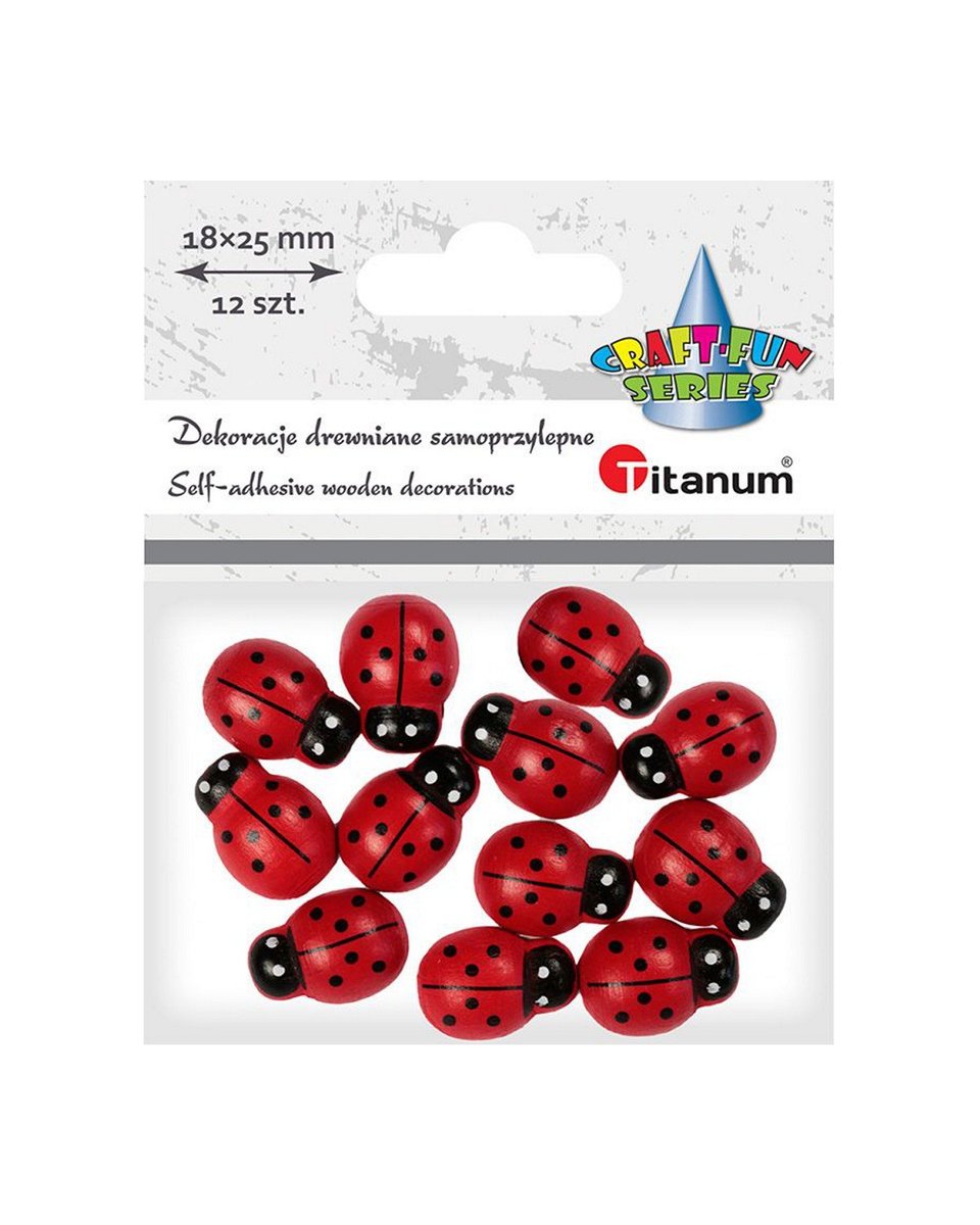 Titanum Drewniane biedronki samoprzylepne 3D 18x25mm 12szt