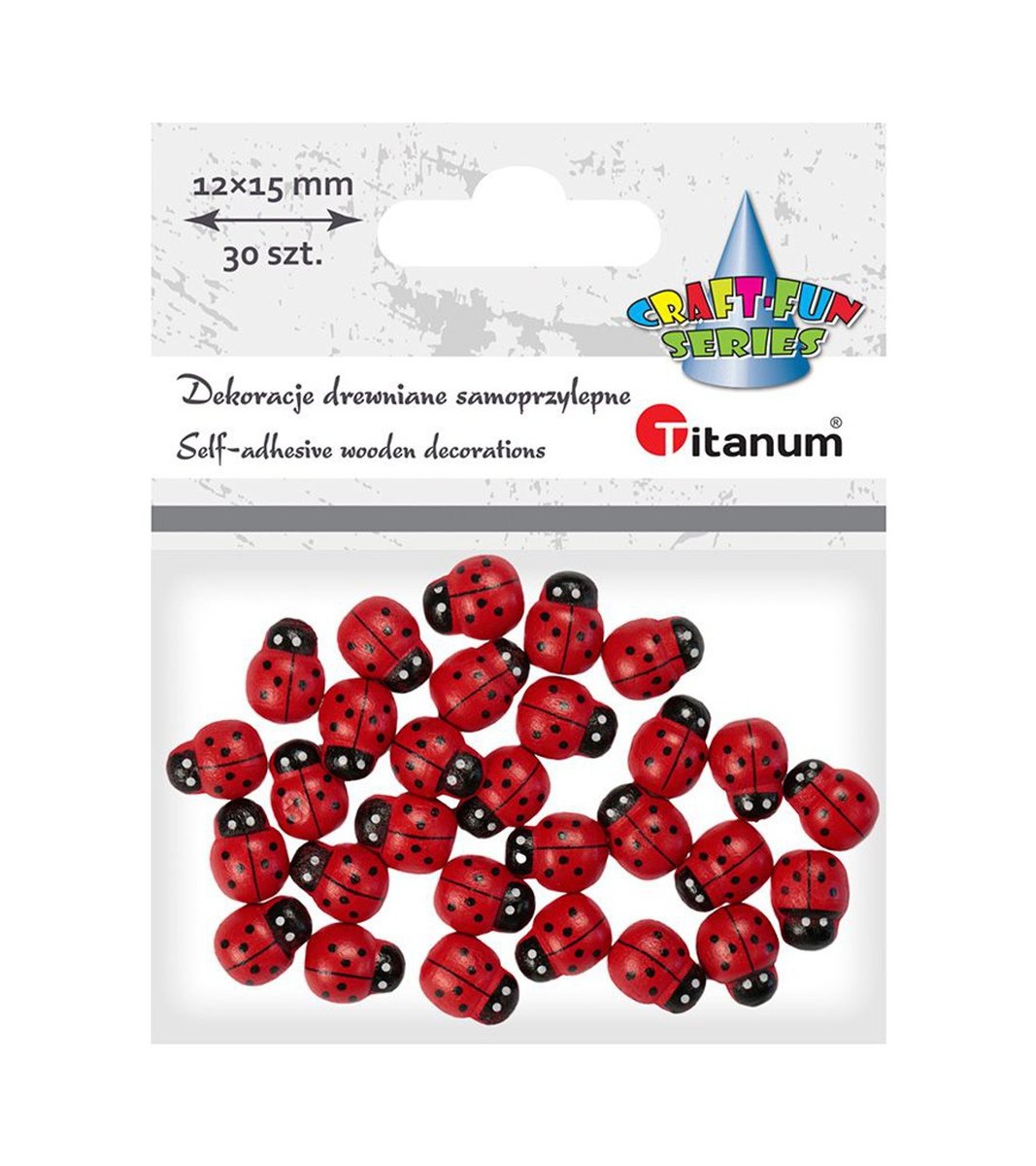 Titanum Drewniane biedronki samoprzylep. 3D 12x15mm 30szt