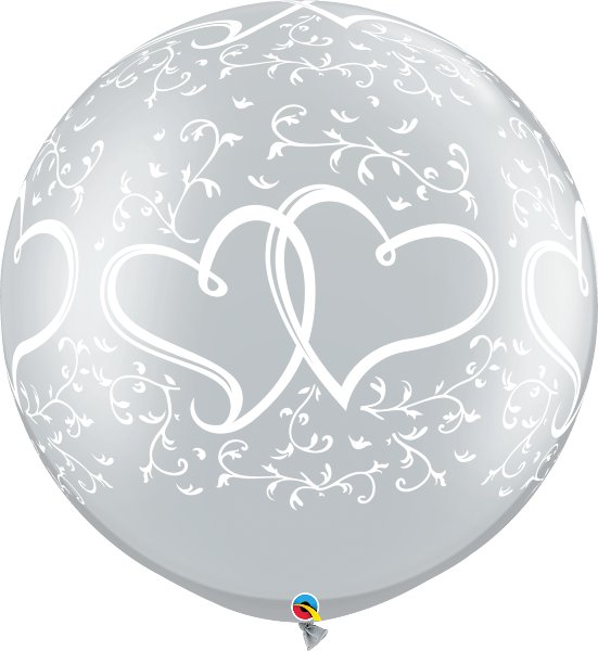 Balony lateksowe srebrne serca duże na ślub wesele