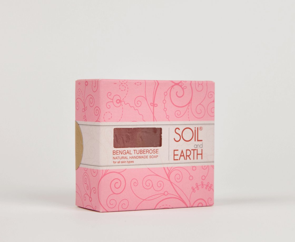 Soiland Earth Mydło w kostce Naturalne Tuberoza Bengalska, 125g, Soil & Earth - cera wra