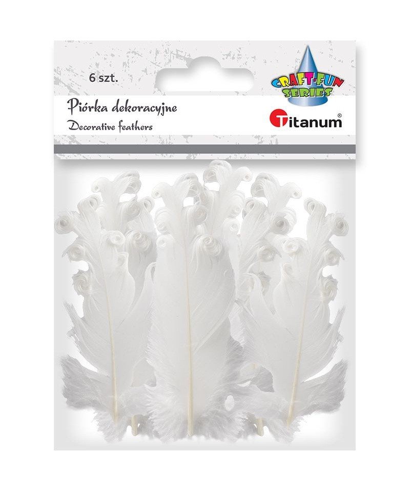Titanum Piórka curly białe 6szt