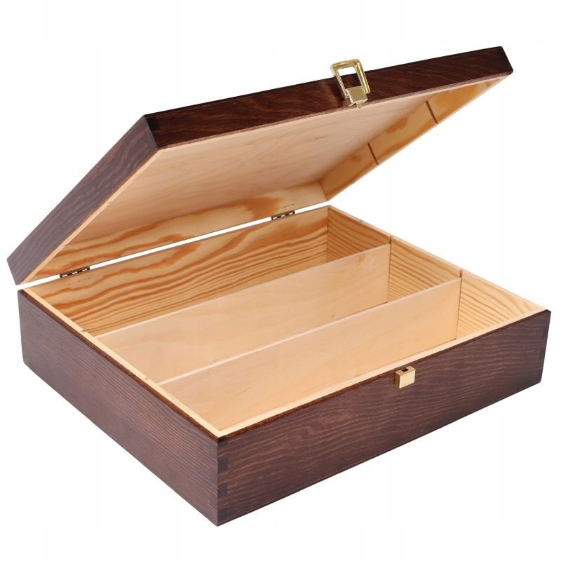 Pudełko drewniane na wina brązowe decoupage