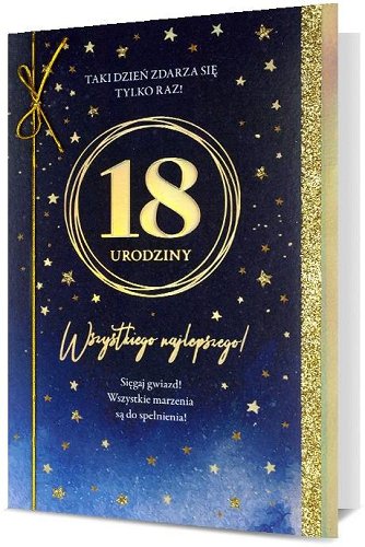 Kartka na 18 urodziny bogato zdobiona H2608