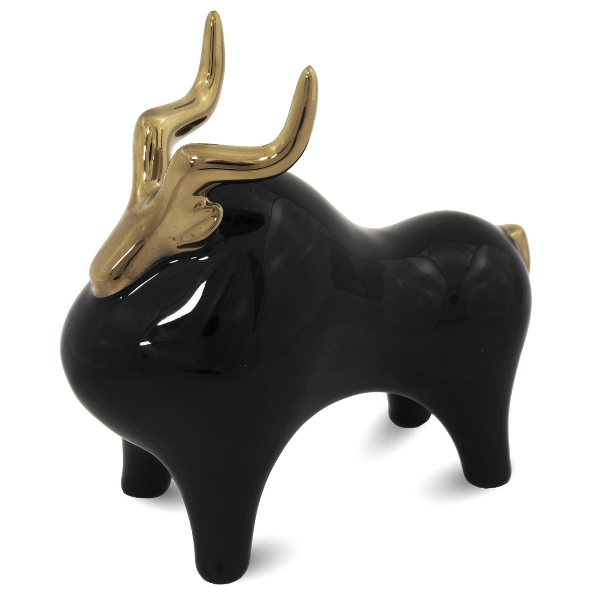 Czarno - złota figurka ceramiczna -  byk Toros 14,5 cm