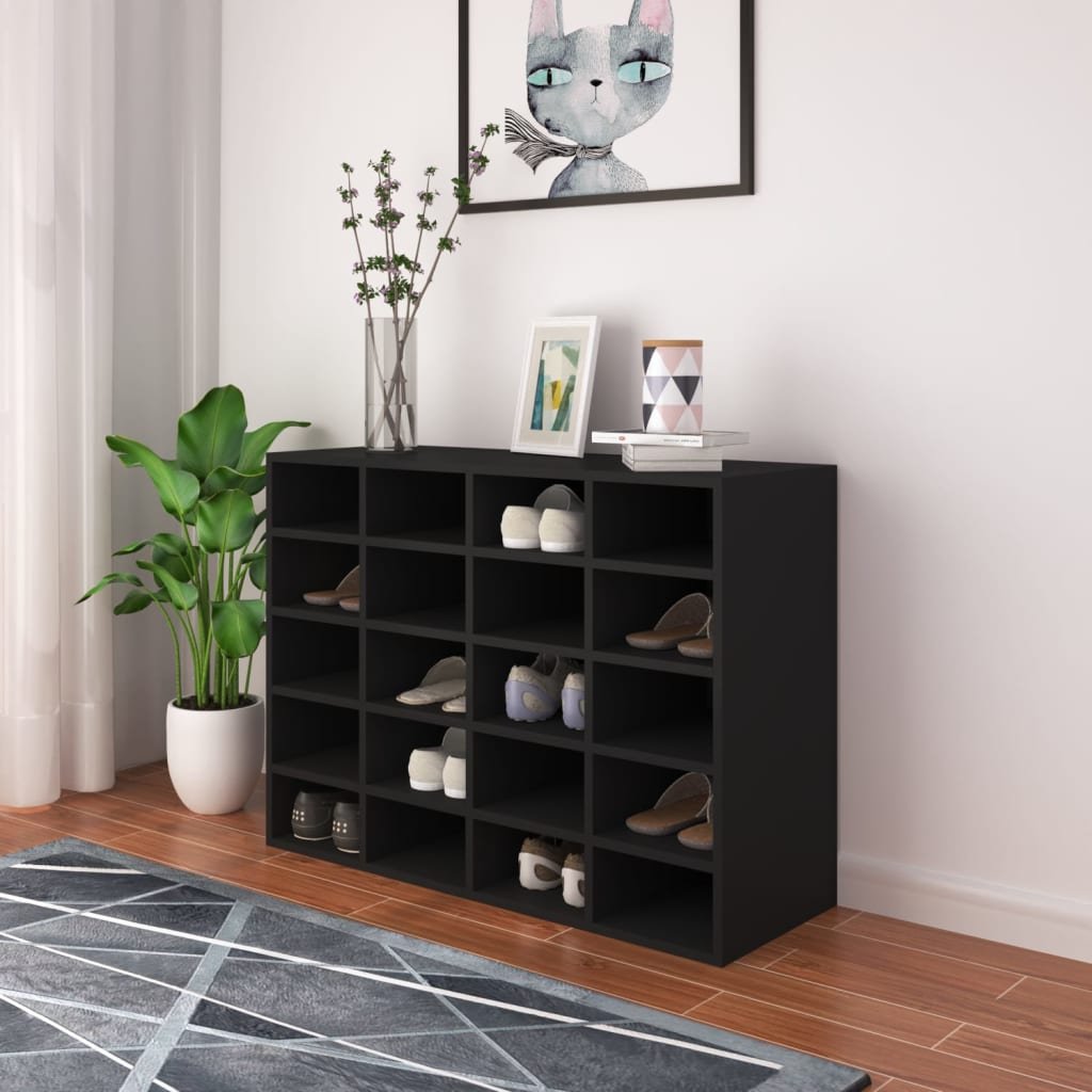 vidaXL Szafka na buty, płyta wiórowa, 92x30x67,5 cm, czarna