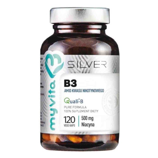 MyVita Witamina B3 Niacyna amid kwasu nikotynowego 500 mg 120 kapsułek vege 72 g Silver Pure