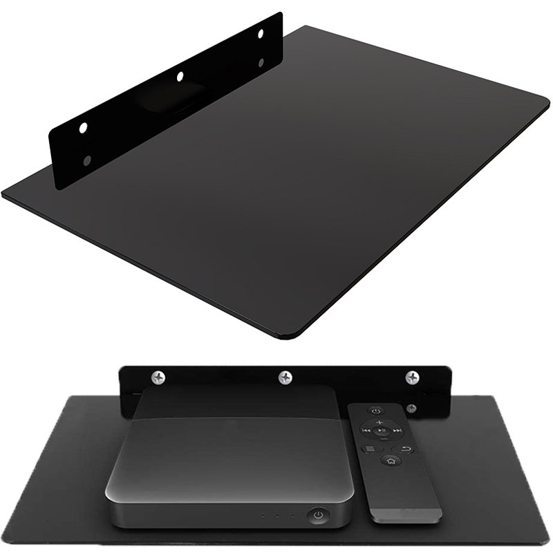 RETOO PÓŁKA SZKLANA UCHWYT NA POD DEKODER TV DVD ŚCIENNA