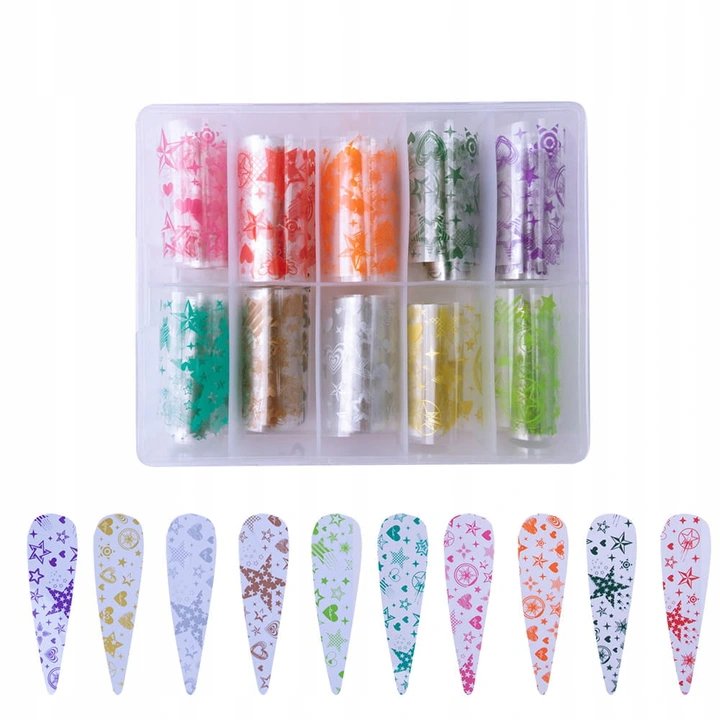 Folie transferowe 10 sztuk po 100 cm XKZ-29-08 kolorowa mix