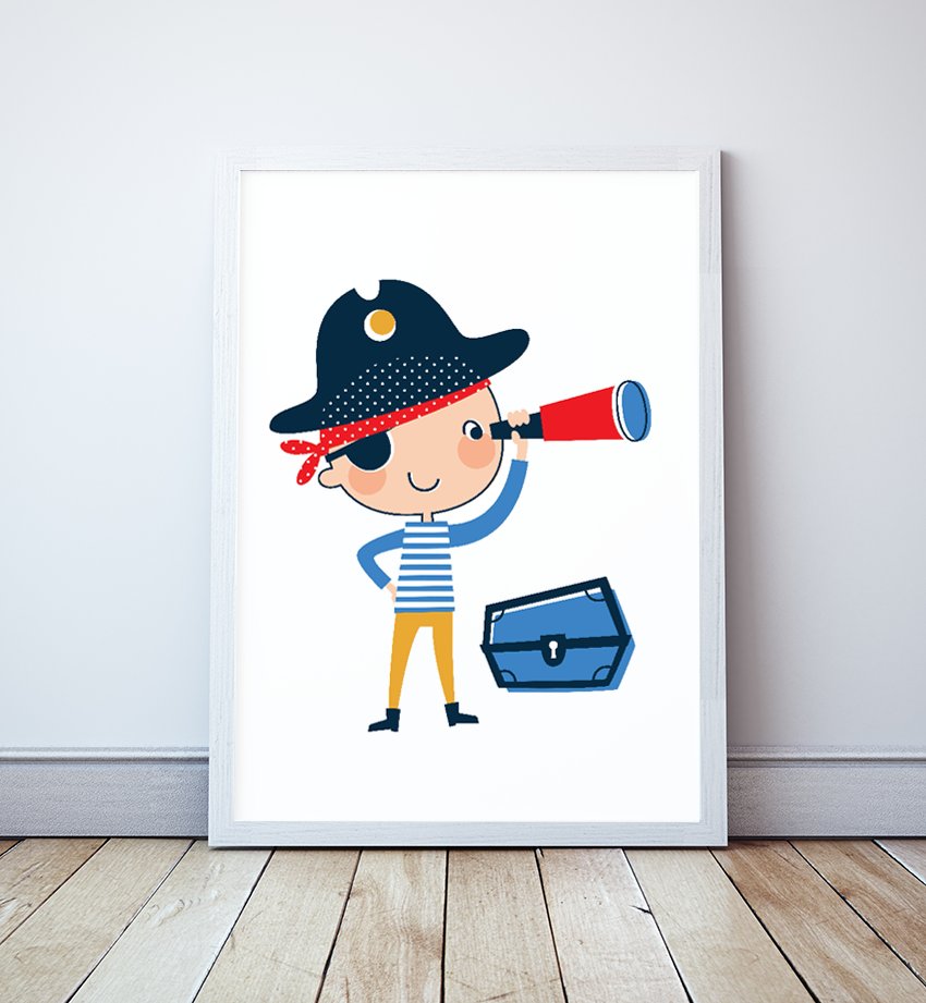 Plakat w stylu marynarskim, Ahoy! Pirat format A3