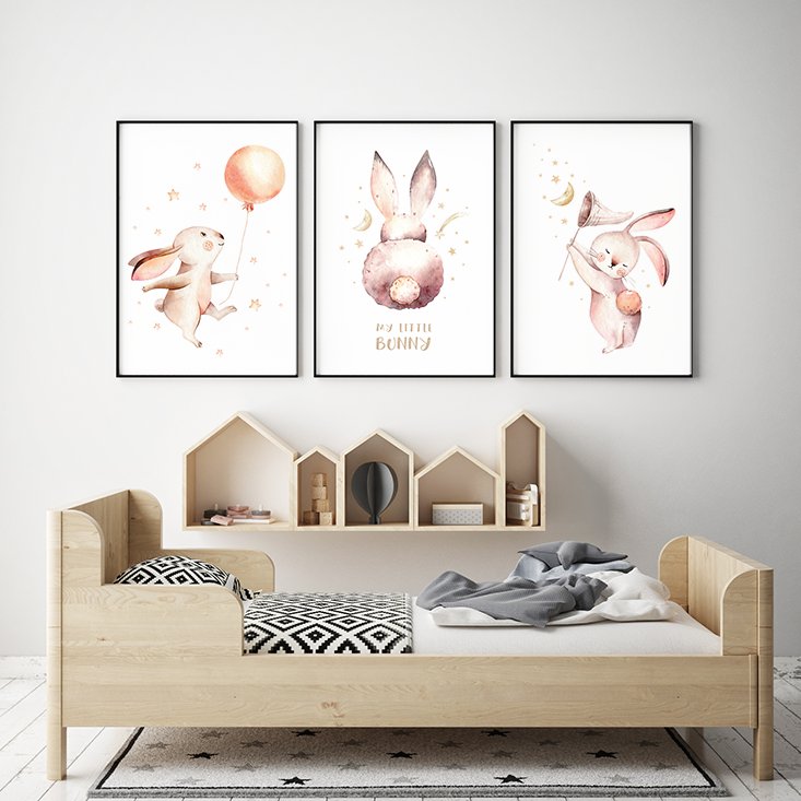 Plakaty do pokoju dziecka, Króliczki format A3