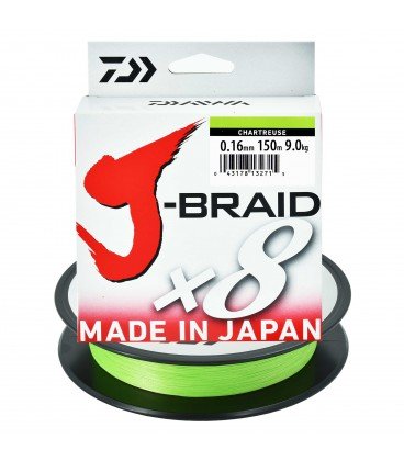 Plecionki Daiwa J-Braid X8 chartreuse 150m 0,16 mm