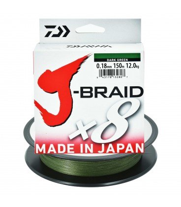 PLECIONKA DAIWA J-BRAID X8 0.18MM 150M CIEMNOZIELONA 12751-018