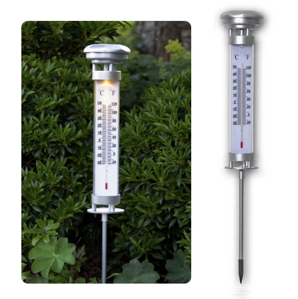 Best Season Lampa solarna LED Celsius, termometr zewnętrzny