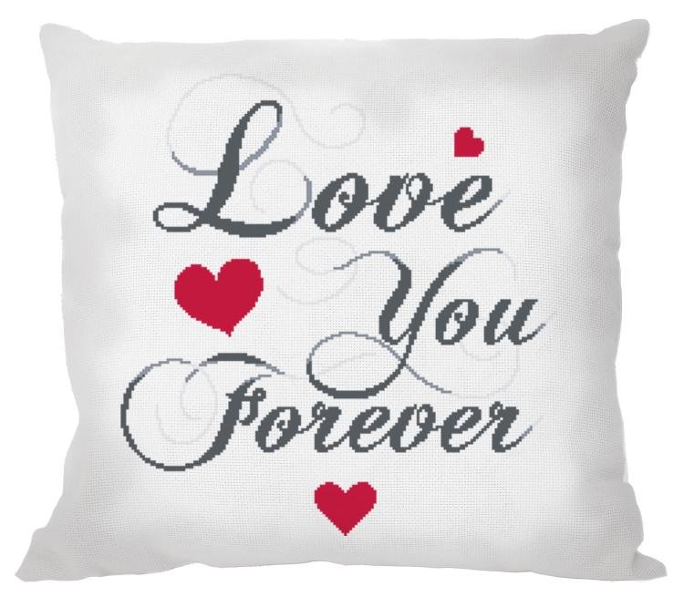 Haft krzyżykowy - Zestaw do haftu - Poduszka - Love you forever