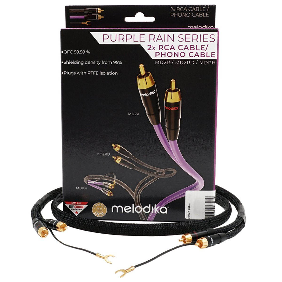 Фото - Інше до Hi-Fi і Hi-End Melodika Purple Rain Black Edition MDPHD15 - Kabel gramofonowy 2xRCA Phono