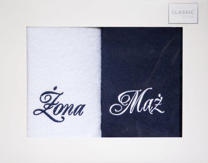 Komplet Ręczników Mąż Żona 2 2 szt. 50 x 90 Bi+Gra