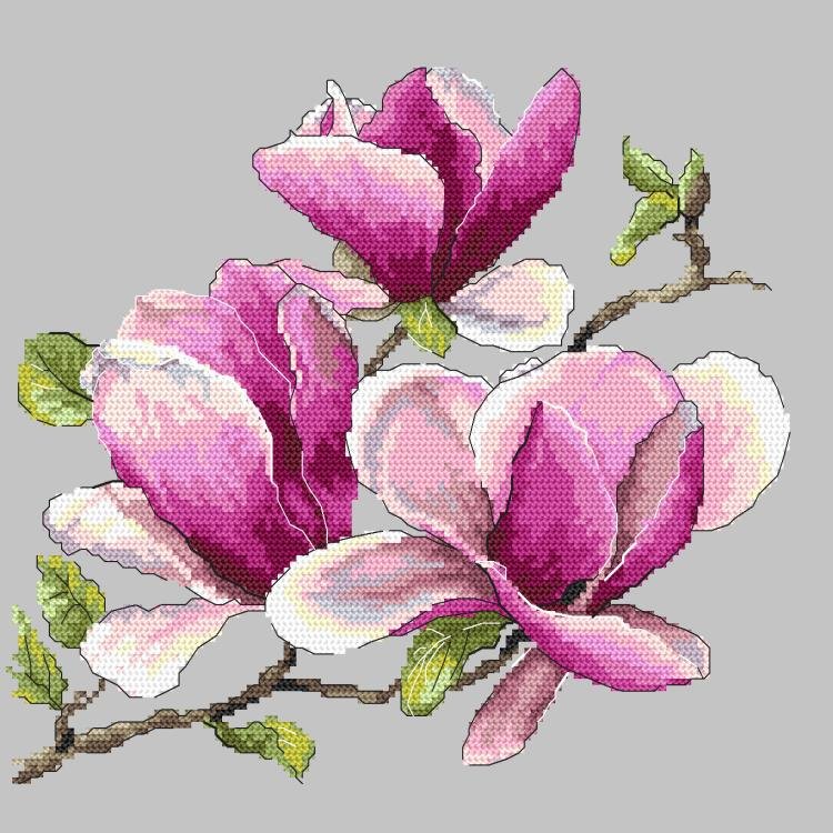 Haft krzyżykowy - Zestaw do haftu - Pachnąca magnolia