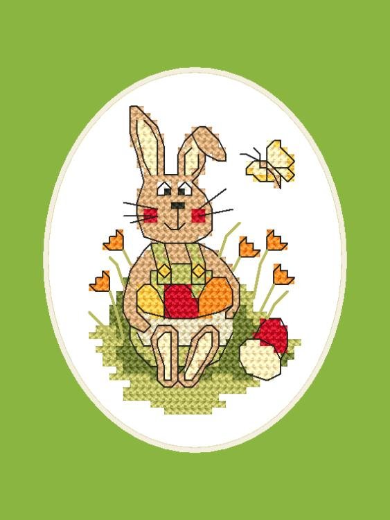 Haft krzyżykowy - Zestaw do haftu - Kartka wielkanocna - Zajączek