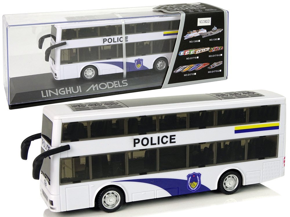 Autobus policyjny dwupiętrowy z nagiągiem biały Leantoys