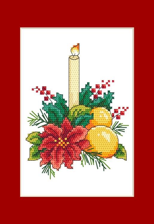 Haft krzyżykowy - Zestaw do haftu - Kartka - Świąteczny stroik
