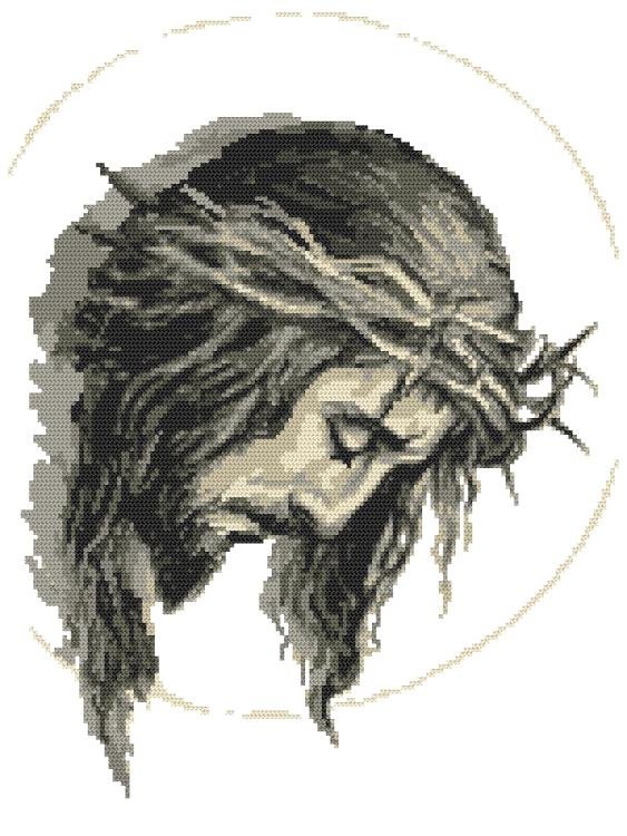 Haft krzyżykowy - Zestaw do haftu - Jezus w cierniowej koronie