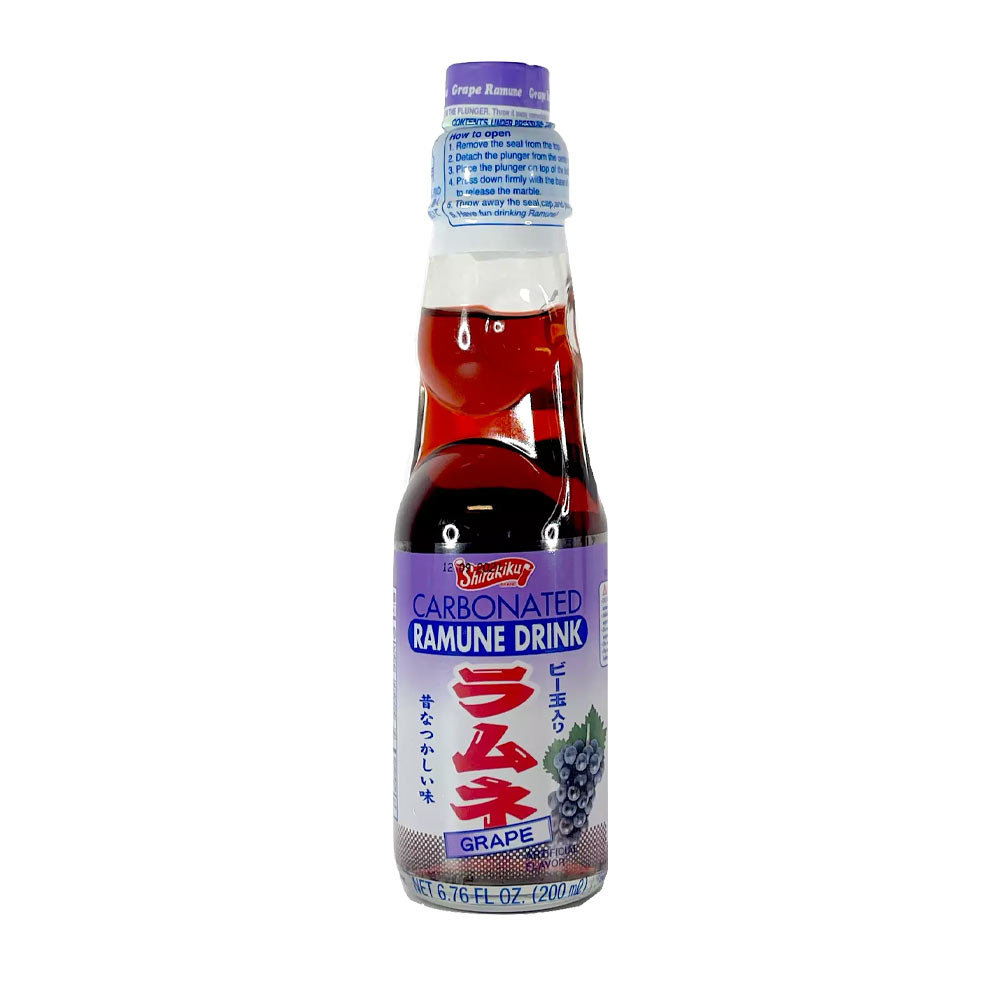 Japońska Kultowa Lemoniada Ramune o Smaku Winogronowym [Opakowanie typu Codd] 