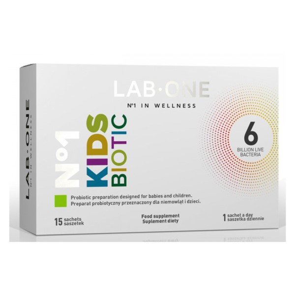 Lab one Nr 1 KidsBiotic 6 mld 3 Szczepy Probiotyki dla Dzieci (15 sasz) Lab One lab-019