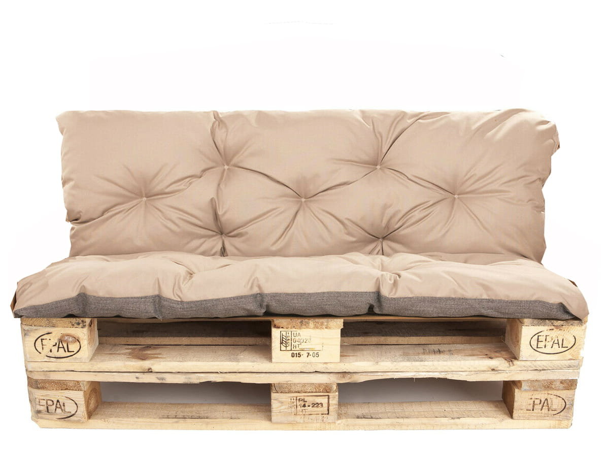 Poduszki na palety komplet, siedzisko 120 x 80 i opacie 120x40 cm, Poduszki ogrodowe na palety, Beżowa