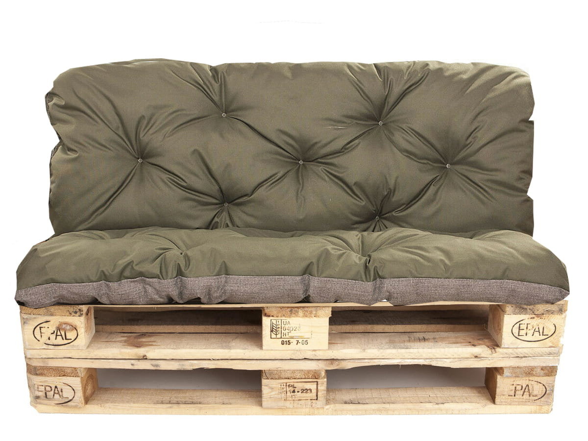 Poduszki na palety komplet, siedzisko 120 x 80 i opacie 120x40 cm, Poduszki ogrodowe na palety, Zielona