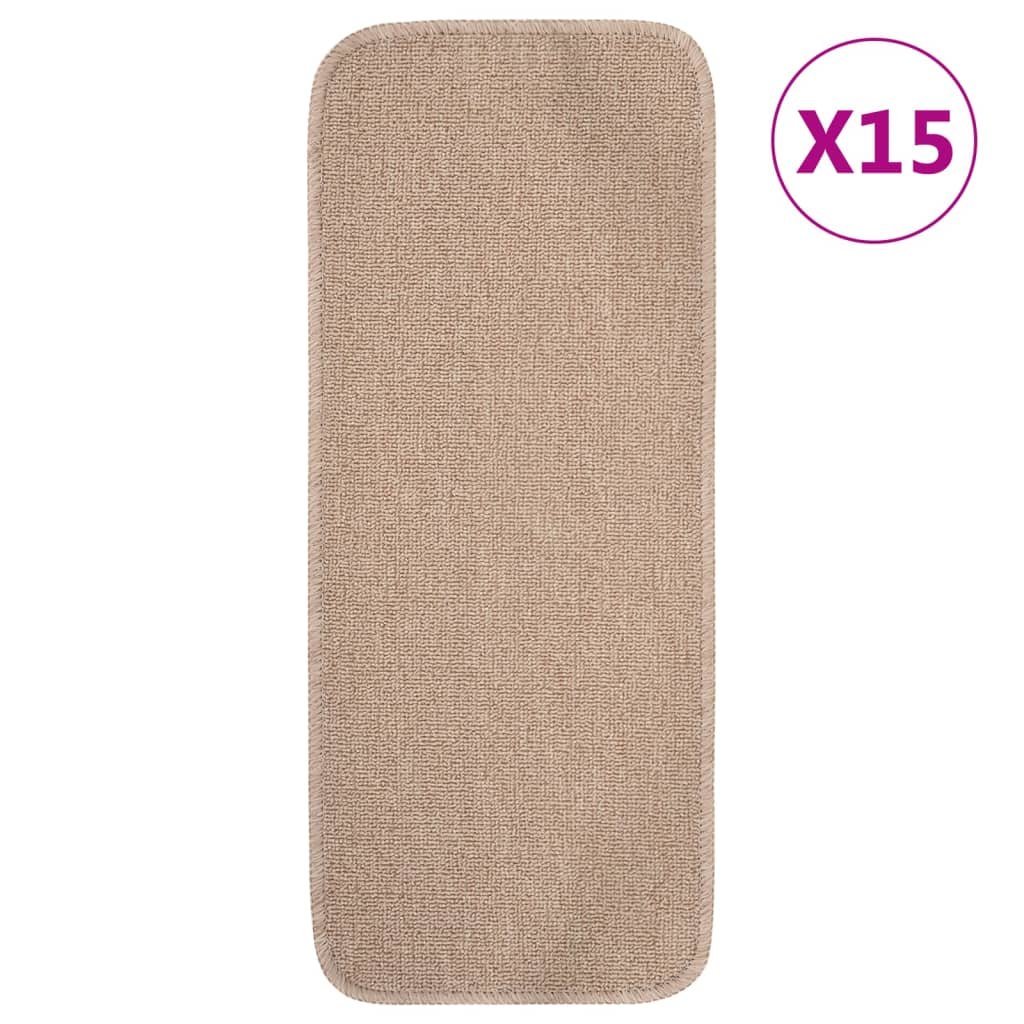 vidaXL Nakładki na schody, 15 szt., 60x25 cm, beżowe, antypoślizgowe