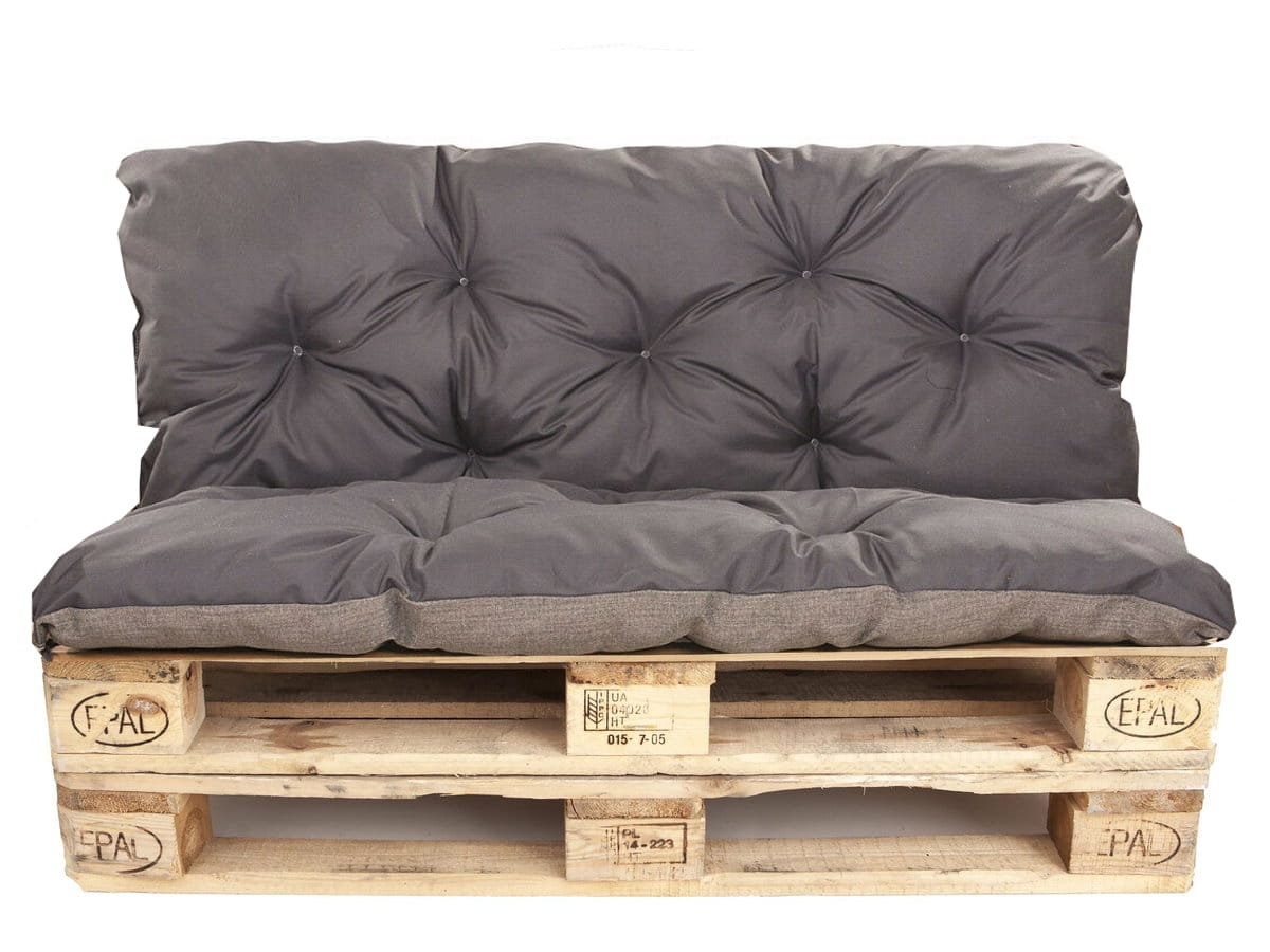 Poduszki na palety komplet, siedzisko 120 x 80 i opacie 120x50 cm, Poduszki ogrodowe na palety, Antracyt