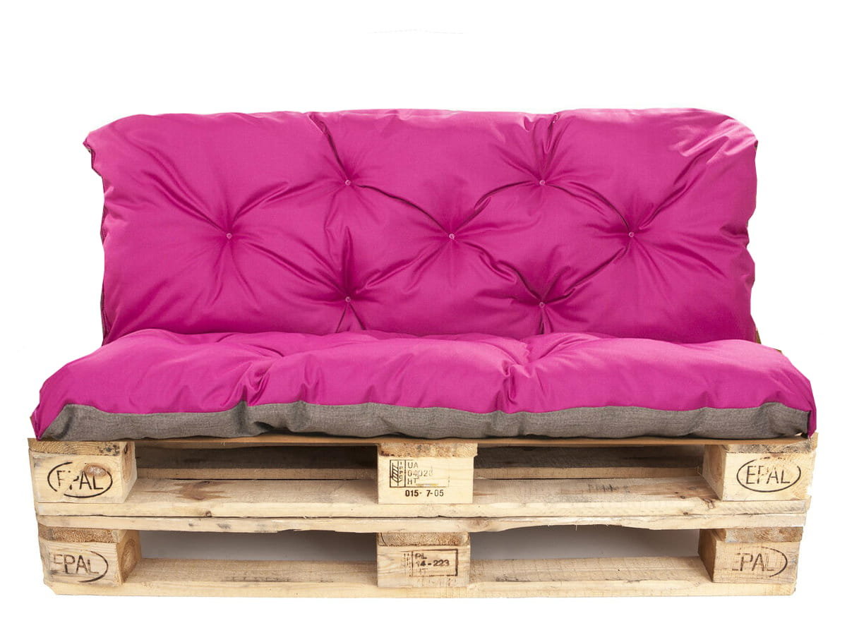 Poduszki na palety , siedzisko 120 x 60 i opacie 120x40 cm, Poduszki ogrodowe na palety,   Różowa