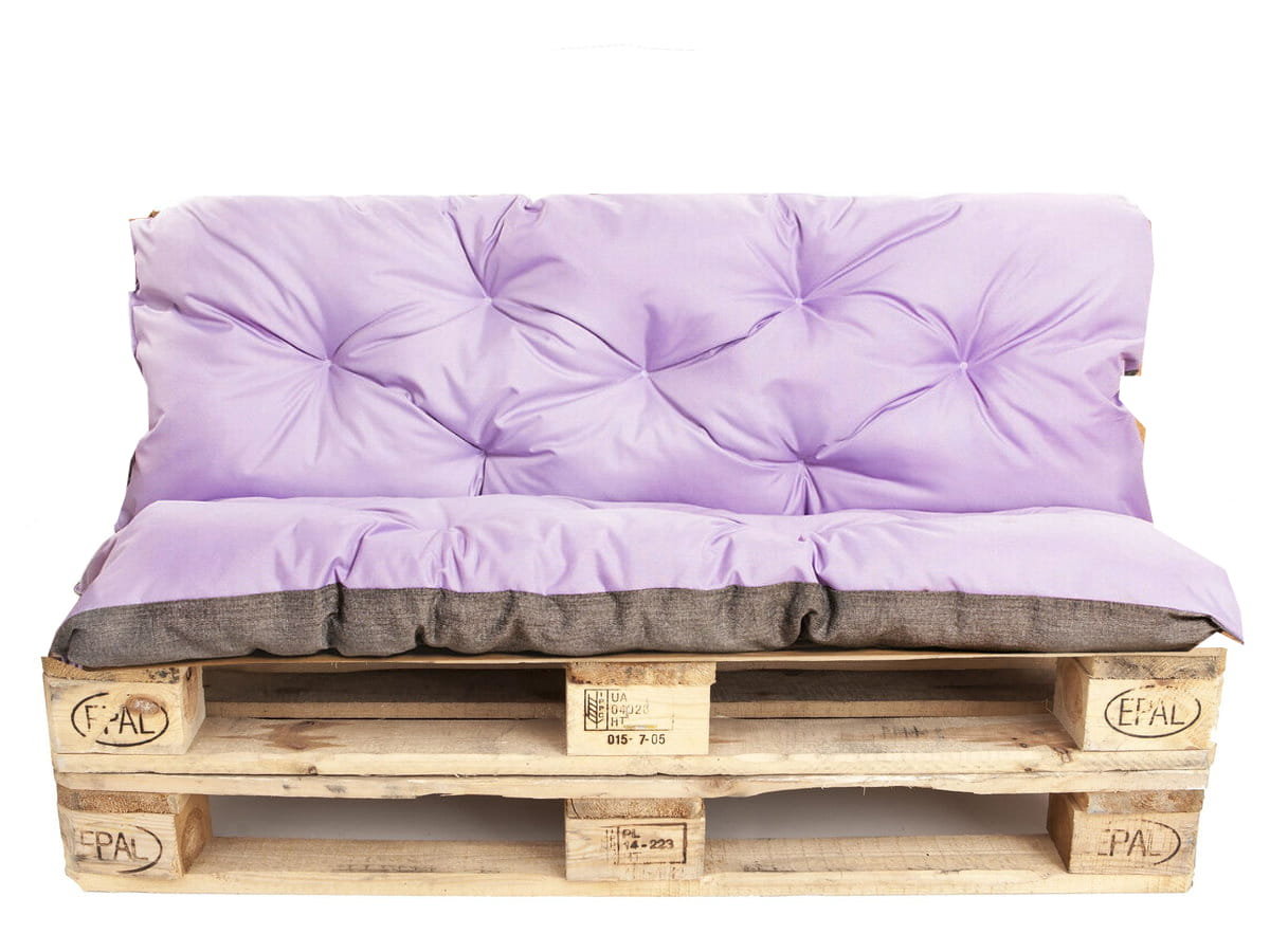 Poduszki na palety komplet, siedzisko 120 x 80 i opacie 120x60 cm, Poduszki ogrodowe na palety, Jasnofioletowa