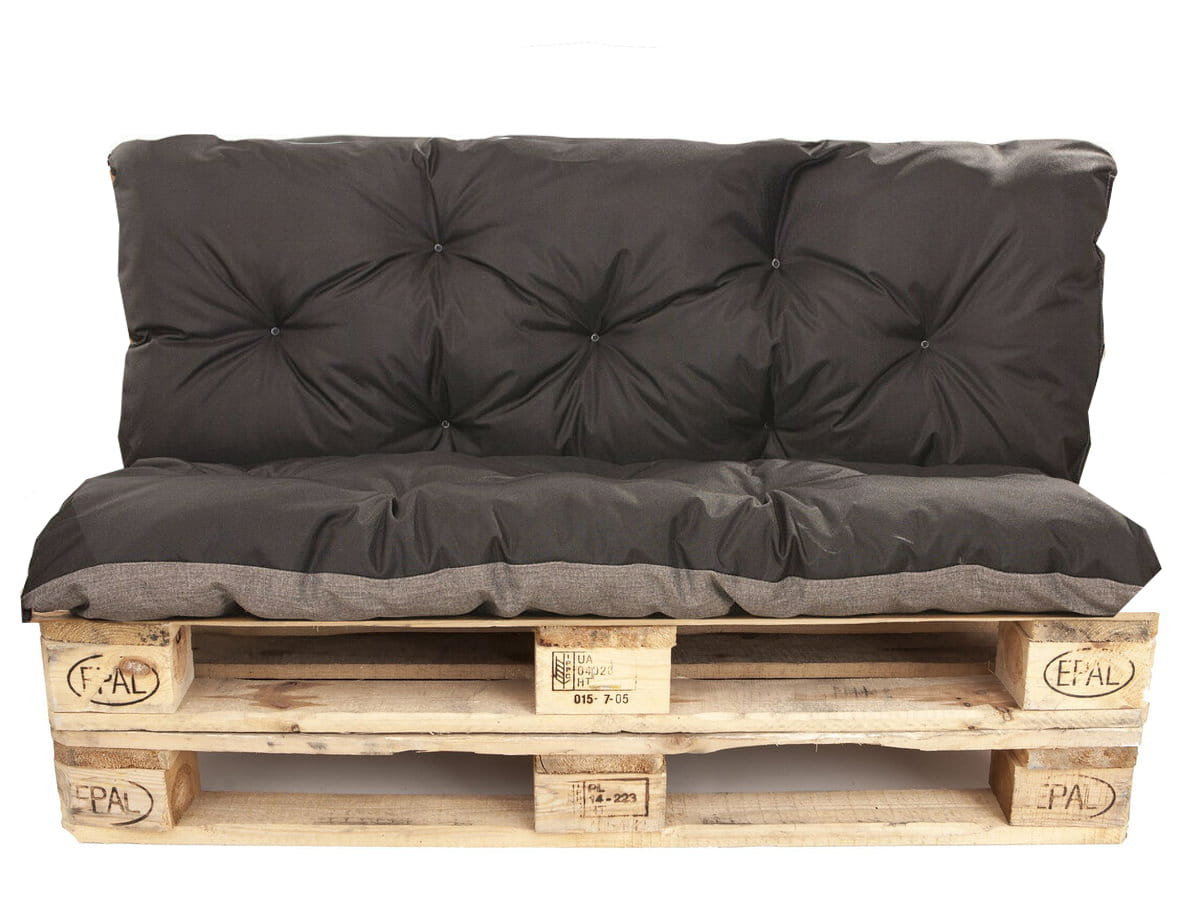 Poduszki na palety komplet, siedzisko 120 x 60 i opacie 120x60 cm, Poduszki ogrodowe na palety,   Czarna